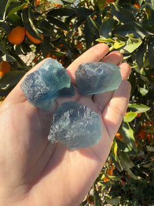 3pcs Fluorite Crystal Rough Bulk,High Quality Blue Fluorite-B