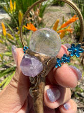 Load image into Gallery viewer, Deer Antler Crystal Wand,Black Tourmalinated Quartz Sphere Amethyst Wand
