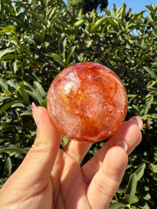 Vibrant Fire Quartz Crystal Sphere,Hematoid Quartz Red Orange Crystal Ball, A103