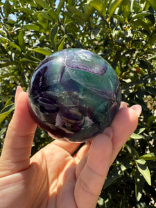Green Purple Candy Fluorite Sphere, Stunning Rainbow Watermelon Ball,A112