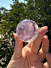 Load image into Gallery viewer, Natural Phantom Amethyst Crystal Sphere – Unique Purple Striped Amethyst,A61
