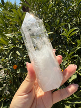 Load image into Gallery viewer, Clear Quartz Tower with Snowy Inclusions – Large Crystal Point Wand,A48
