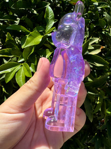 Shiny shell glitter purple toy bear Handmade resin sculpture