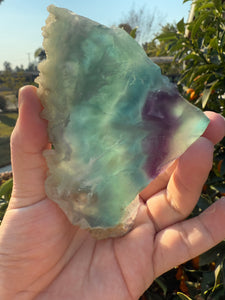 Triangular Blue and Purple Feather Fluorite Mineral Specimen,Fluorite slab