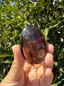 Natural Brazil Smoky Quartz Palm Stone / Meditation Palm Stones,A156