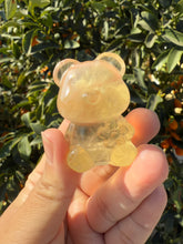 Load image into Gallery viewer, Natural yellow Candy Fluorite Flower Bear Carving
