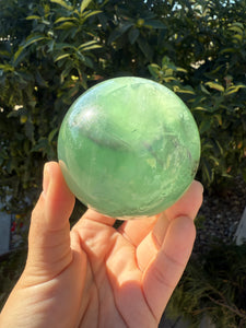 Large Natural Green Fluorite Sphere,6.7cm