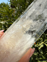 Load image into Gallery viewer, Clear Quartz Tower with Snowy Inclusions – Large Crystal Point Wand,A48
