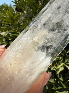 Clear Quartz Tower with Snowy Inclusions – Large Crystal Point Wand,A48