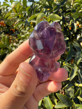 Load image into Gallery viewer, Natural Purple Candy Fluorite Geometric Bear Carving
