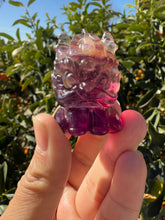 Load image into Gallery viewer, Yellow Purple Candy Fluorite Dancing Lion Carving,Fluorite Kirin
