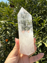 Load image into Gallery viewer, Clear Quartz Tower with Snowy Inclusions – Large Crystal Point Wand,A48
