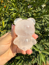Load image into Gallery viewer, White-Toned Rose Quartz Bear – Hand Carved Crystal Healing Stone Figurine
