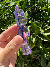 Load image into Gallery viewer, Shiny purple blue toy bear Handmade resin sculpture
