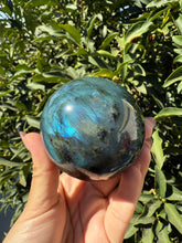 Load image into Gallery viewer, Natural Labradorite Sphere – Flashy Blue Green Crystal Ball, A106
