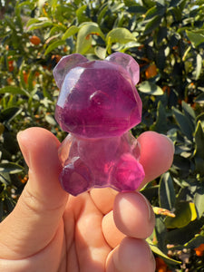 No prefect On Sale!Natural Pink Candy Fluorite Geometric Bear Carving