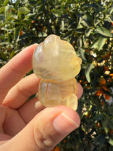 Load image into Gallery viewer, Natural yellow Candy Fluorite Flower Bear Carving
