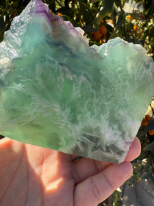 Large Blue and Purple Feather Fluorite Mineral Specimen -Snowflake Fluorite Slab