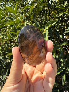 Natural Brazil Smoky Quartz Palm Stone / Meditation Palm Stones,A157