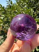 Load image into Gallery viewer, Chevron Amethyst Sphere with Goethite Inclusions,Davis Effect, A66
