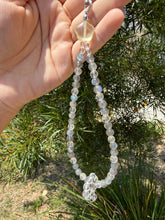Load image into Gallery viewer, Designer Labradorite Crystal Phone Charm, Natural Pearl Beaded Wrist Strap,P6
