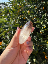 Load image into Gallery viewer, Smoky Quartz Palm Stone | Clear to White Gradient Color | Polished Crystal A284
