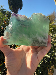 Large Blue and Purple Feather Fluorite Mineral Specimen -Snowflake Fluorite Slab