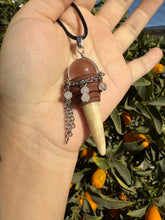 Load image into Gallery viewer, Handcrafted Crystal Ball Pendant Necklace with Deer Antler and Chain Details
