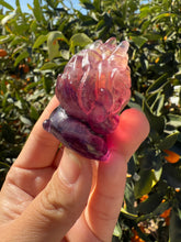 Load image into Gallery viewer, Yellow Purple Candy Fluorite Dancing Lion Carving,Fluorite Kirin
