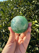Load image into Gallery viewer, Natural Feather Fluorite Sphere,Snowflake Quartz Crystal Fluorite Ball,A219
