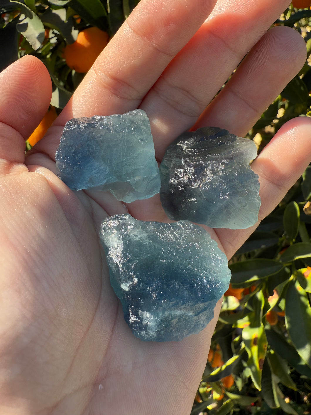 3pcs Fluorite Crystal Rough Bulk,High Quality Blue Fluorite-A