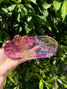 Purple Yellow Crystal Shiny Resin Tray