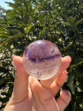 Load image into Gallery viewer, Natural Phantom Amethyst Crystal Sphere – Unique Purple Striped Amethyst,A61
