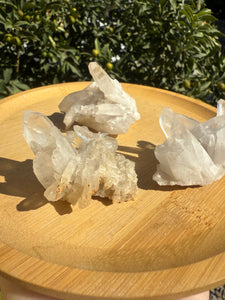 Set of 3 Natural Clear Quartz Crystal Clusters