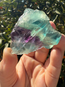 Small Triangular Blue and Purple Feather Fluorite Stone - Snowflake Fluorite