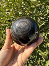 Load image into Gallery viewer, Large Silver Sheen Obsidian Sphere,Double-Sided Sheen Crystal Ball,A97
