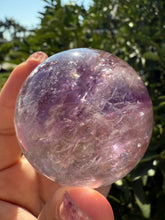 Load image into Gallery viewer, Natural Phantom Amethyst Crystal Sphere – Unique Purple Striped Amethyst,A61
