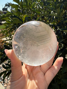Phantom Quartz Crystal Sphere,Clear Quartz with Chevron Phantom Layers, A63