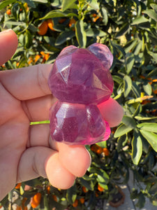 No prefect On Sale!Natural Pink Candy Fluorite Geometric Bear Carving