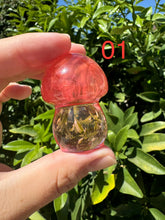 Load image into Gallery viewer, Resin small cute Red Smelting Quartz mushroom Sculpture
