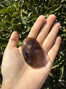 Natural Brazil Smoky Quartz Palm Stone / Meditation Palm Stones,A157