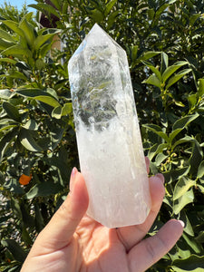 Clear Quartz Tower with Snowy Inclusions – Large Crystal Point Wand,A48