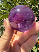 Load image into Gallery viewer, Chevron Amethyst Sphere with Goethite Inclusions,Davis Effect, A65
