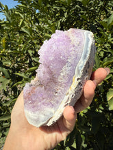 Load image into Gallery viewer, Natural Amethyst Geode with Agate Base, Raw Amethyst Crystal Cluster, A92
