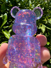 Load image into Gallery viewer, Shiny Mermaid glitter purple toy bear Handmade resin sculpture
