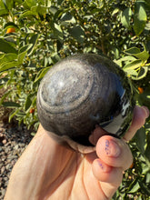 Load image into Gallery viewer, Large Silver Sheen Obsidian Sphere,Double-Sided Sheen Crystal Ball,A97
