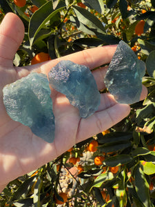 3pcs Fluorite Crystal Rough Bulk,High Quality Blue Fluorite-C