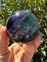 Load image into Gallery viewer, Green Purple Candy Fluorite Sphere, Stunning Rainbow Watermelon Ball,A112
