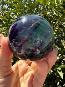 Green Purple Candy Fluorite Sphere, Stunning Rainbow Watermelon Ball,A112