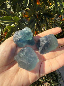 3pcs Fluorite Crystal Rough Bulk,High Quality Blue Fluorite-B